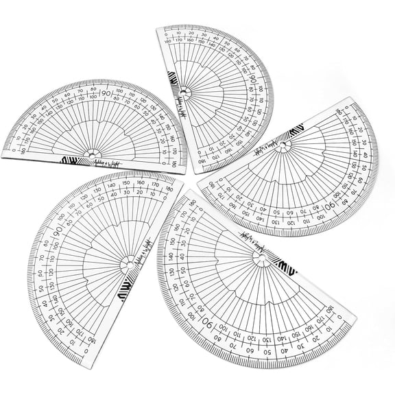 Ashton and Wright - 180 Degree Protractor - 10cm - Lightweight School Protractors - Pack of 10 (Clear)