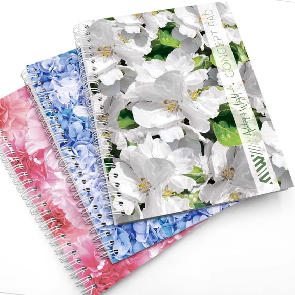 Ashton and Wright A5 Concept Pads Notebook - 200 Pages - 80gsm - Floral Set of 3