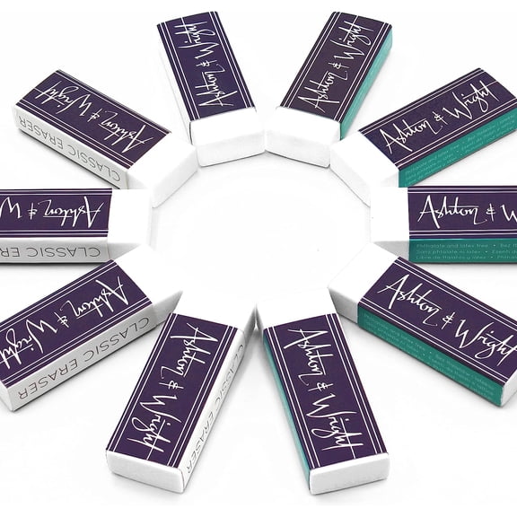 Ashton and Wright - Classic Eraser - Latex Free Plastic Rubber - White - Pack of 10