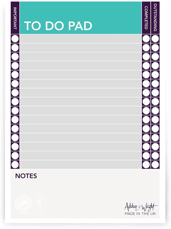 - Daily to do Pad – A5 Floral Desk Planner Organiser - 60 Sheets - 80 gsm - Green/Purple