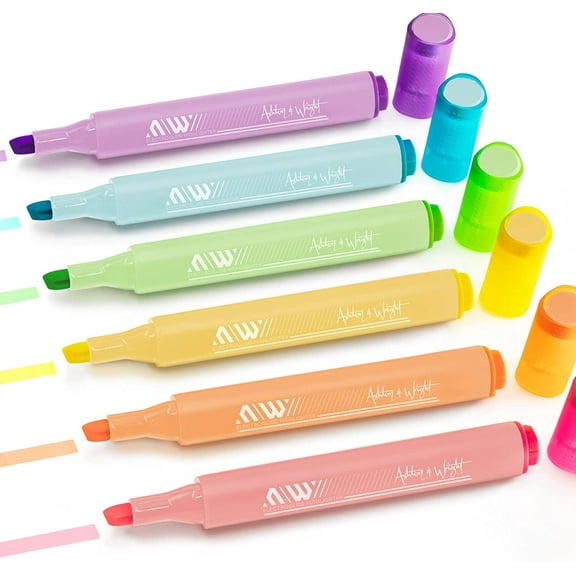 Ashton and Wright - ElectroGlide Triangular Highlighter Marker Pens - Pastel Colors - Pack of 6