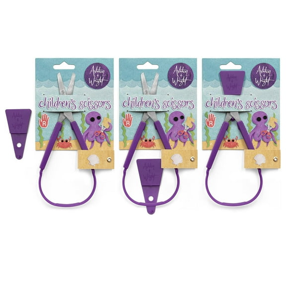 Ashton and Wright - Self-Opening Scissors with Protective Guard - Purple - Ambidextrous - Pack of 3