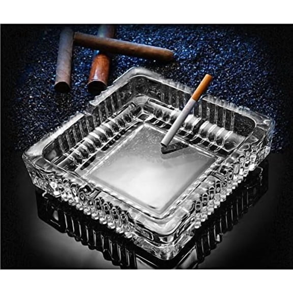 Ashtray 7 x 7 inch, Large Glass Ashtrays for Cigarettes Cigar, Decorative Square Ash Tray for Indoor Home Office Decor or Patio Balcony Outdoor Use