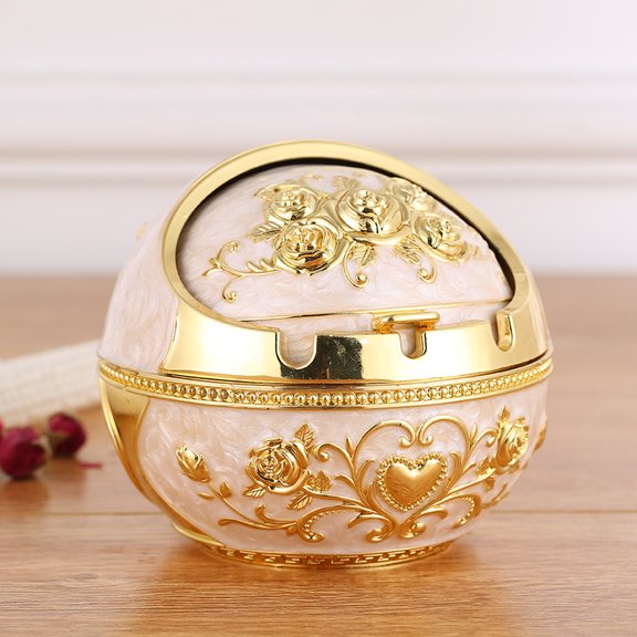 Ashtray Creative, Personalized, Trendy, Metal with Lid, Anti Drop, Home Living Room Round Ashtray