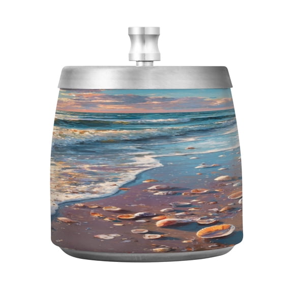Ashtray Home Ashtrays Cigar Ashtray Smokeless Ashtray Fashionable and Durable Seashell Beach Scene