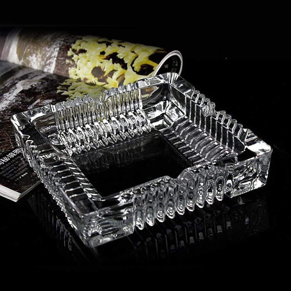 Ashtray, Large Glass Ashtray for Cigarette Cigar, Clear Crystal Ash