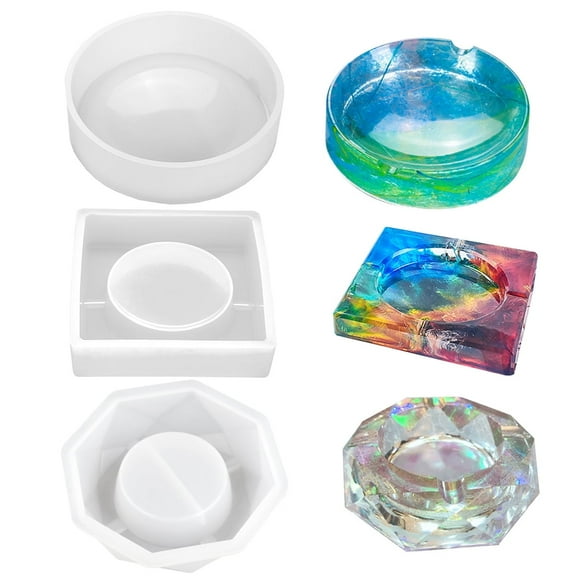 Ashtray Molds for Resin Casting, 3PCS DIY Resin Casting Mold Kit Ashtray Mold Silicone Mold Craft Mold Accessories