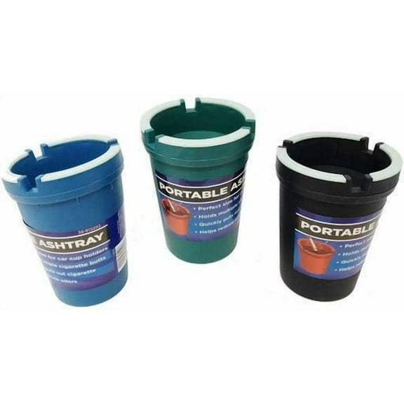 Ashtray Portable Fits Golf Cart / Car Cup Holders Cig Reduce Odor Smoke Green, Black, Blue