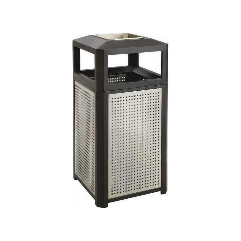 Evos Series Steel Waste Container, 38 gal, Steel, Black Evos Series Steel Waste Container, 38 gal, Steel, Black