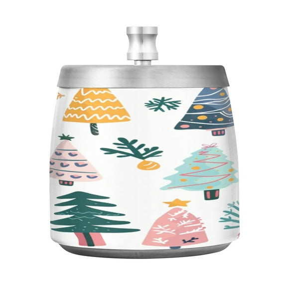 Ashtray with Lid Smokeless,3.54 x 3.54 x 4.13 Inches For Home Office Tabletop Outside Patio Outdoor Balcony Colorful Christmas Tree