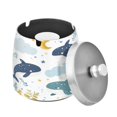 thumbnail image 1 of Ashtray with Lid for Cigarette, Stainless Steel Smokeless Odorless Windproof Ashtrays, for Home Office Tabletop Outside Patio Outdoor Balcony Dolphin, 1 of 7