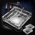 thumbnail image 1 of Ashtrays 2 Pack, Large Glass Ashtray for Cigarette (7x7 inch), Cigar Ash Tray for Indoor Outdoor Use or Home Office Decoration C108, 1 of 3