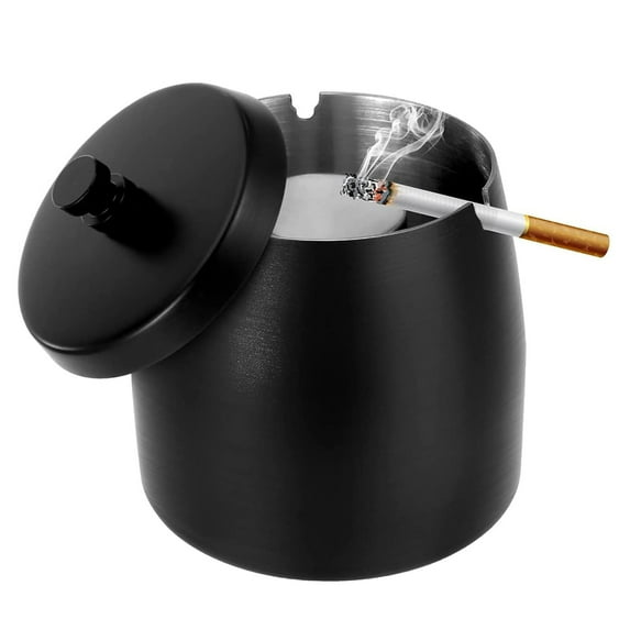Ashtrays,Outdoor Ashtray with Lid - Ashtray for Outside Patio, Stainless Steel Windproof Smokeless Ash Tray for Balcony, Ashtrays for Smokers Home Office Decoration
