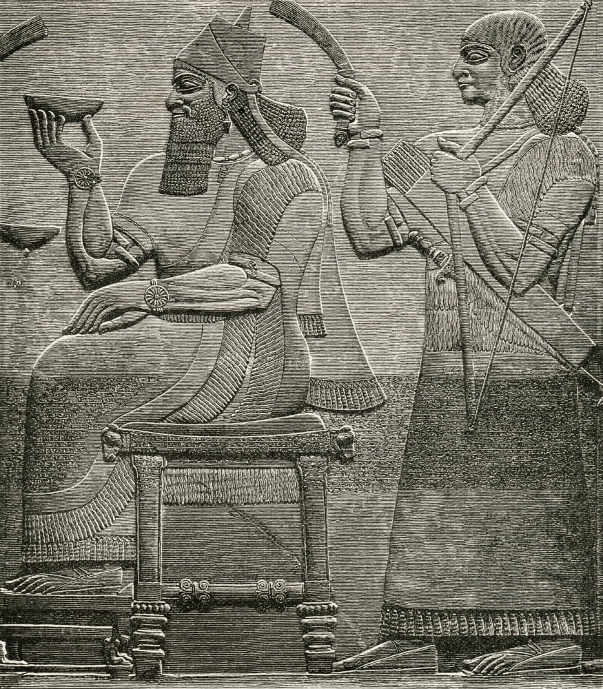 Ashur-Nasir-Pal Ii King Of Assyria From 883 To 859 Bc From A Bas Relief In The British Museum From The Worlds Inhabitants By GT Bettany Published 1888 Canvas Art - Ken Welsh Design Pics (26 x 30)