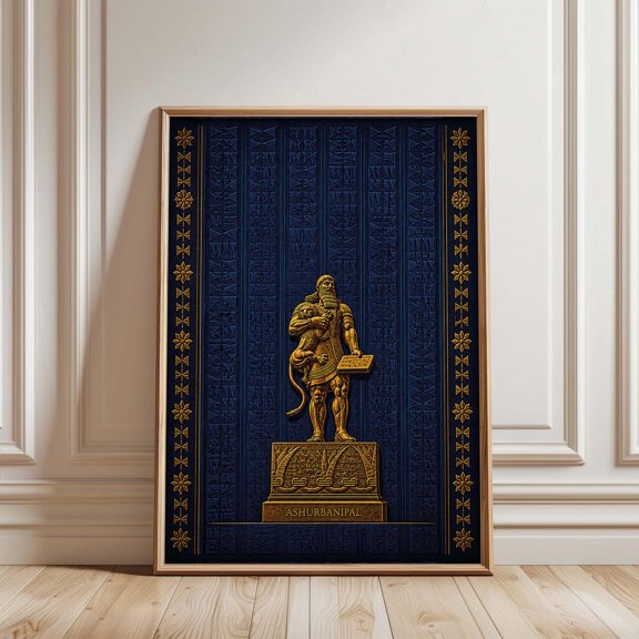Ashurbanipal Poster Assyrian Art Mesopotamian Wall Art Ancient Iraqi Decor King Relief Nineveh Art Historical Poster