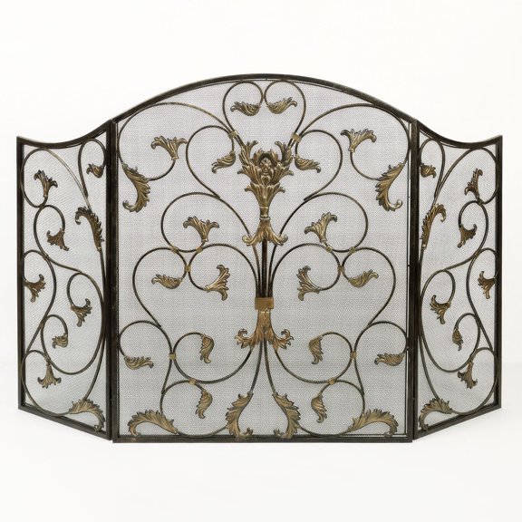 Ashville Decorative Metal Mesh Panels Fireplace Screen Antique Bronze