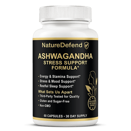 NatureDefend Ashwagandha Dietary Supplement, 60 Capsules, Veteran-Owned, USA Made