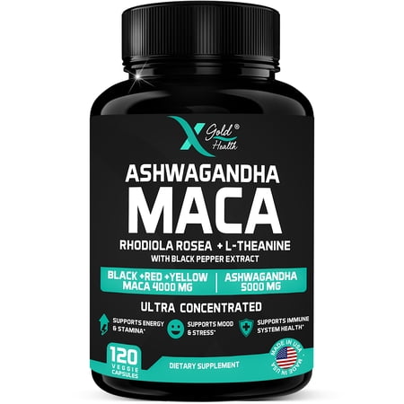 Ashwagandha 30:1 Extract & Maca 20:1 Extract plus Rhodiola Rosea & L-Theanine