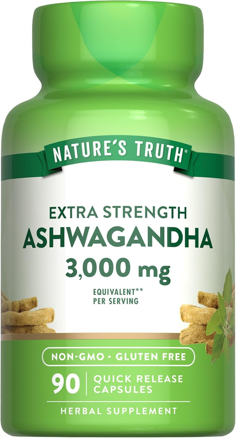 Ashwagandha | 3000mg | Extra Strength |  90 Capsules | Ashwagandha Root Supplement | by Natures Truth