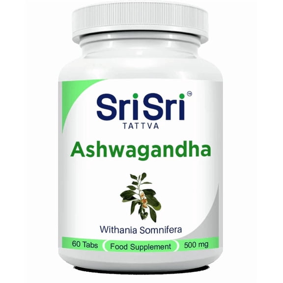 Sri Sri Tattva 500mg Organic Ashwagandha Supplement for Stress Relief & Sleep Support, 60 Tablets