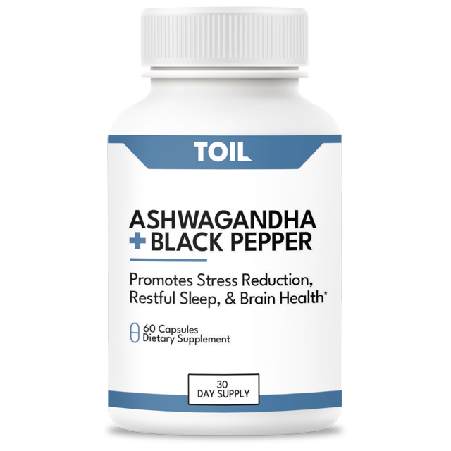 Ashwagandha & Black Pepper Capsules Stress Reduction, Sleep Aid
