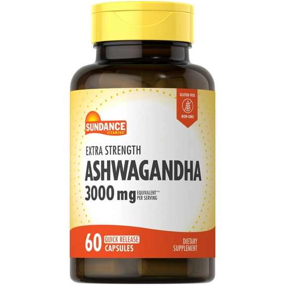 Ashwagandha Capsules 3000mg | 60 Count | with Black Pepper Extract | For Men and Women | by Sundance