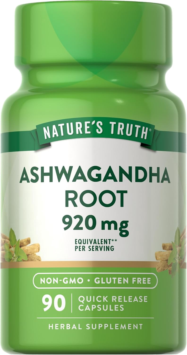 Ashwagandha Capsules | 920 mg | 90 Count | For Men and Women | by Nature's Truth