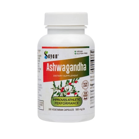 Sayan Ashwagandha Capsules, Supplement for Mood Support, Stress, Focus, and Energy (100 Count)