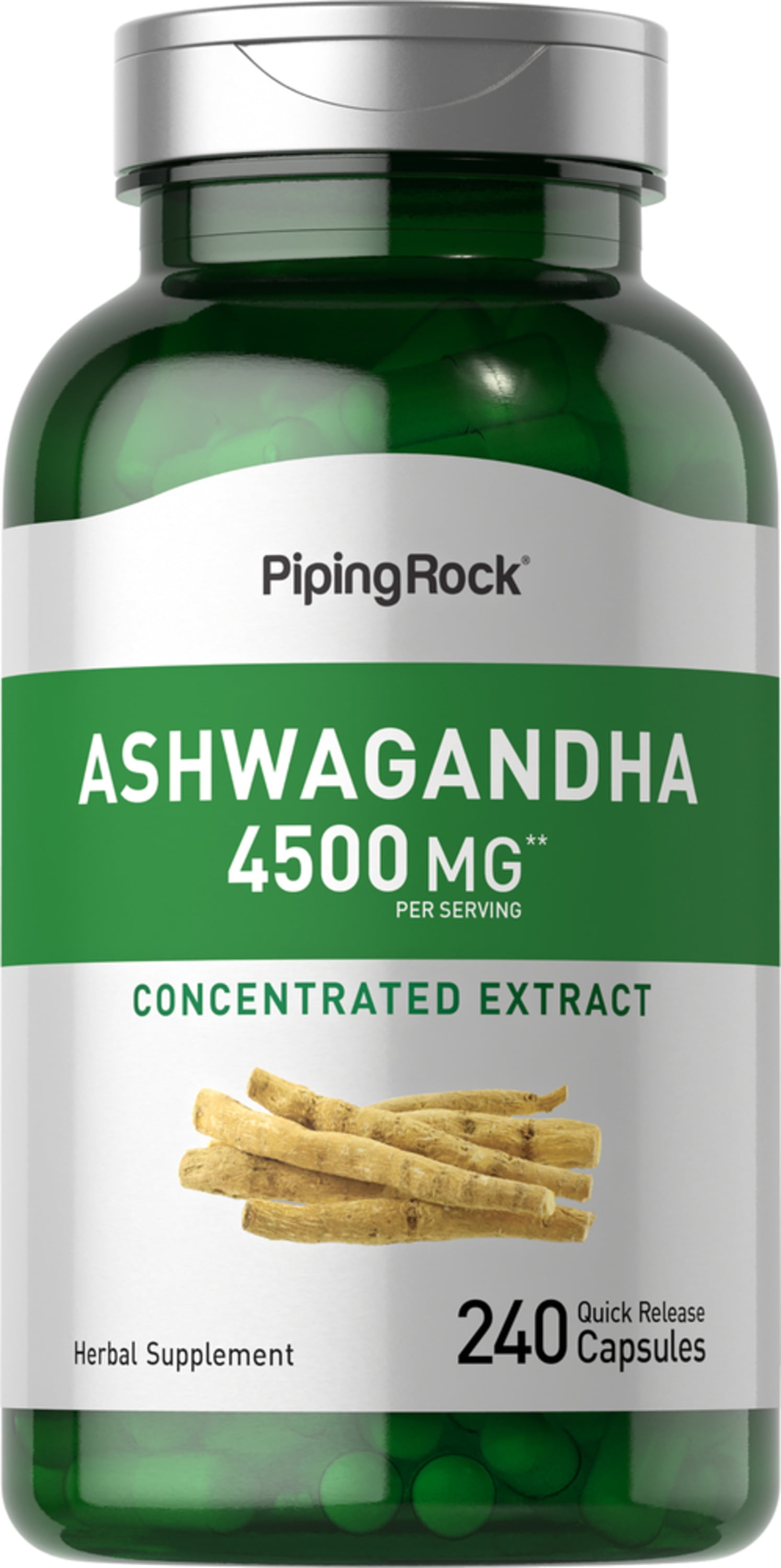 Ashwagandha Extract 4500 mg | 240 Capsules | with Black Pepper | by Piping Rock