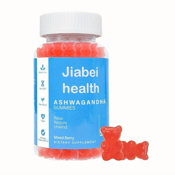 Ashwagandha Gummies for Stress Relief & Relaxation - Mixed Berry Flavor, Vegan, Gluten-Free, Non-GMO, Plant-Based Dietary Supplement