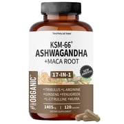 Ashwagandha & Maca Root Complex 1600 mg Dietary Supplement Capsules | Herbal Blend with Tribulus, Tongkat Ali, Ginseng & More | 120 Vegan Capsules | Non-GMO
