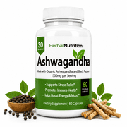 Ashwagandha Organic 1300mg Extra Strength One Bottle 60 Capsules