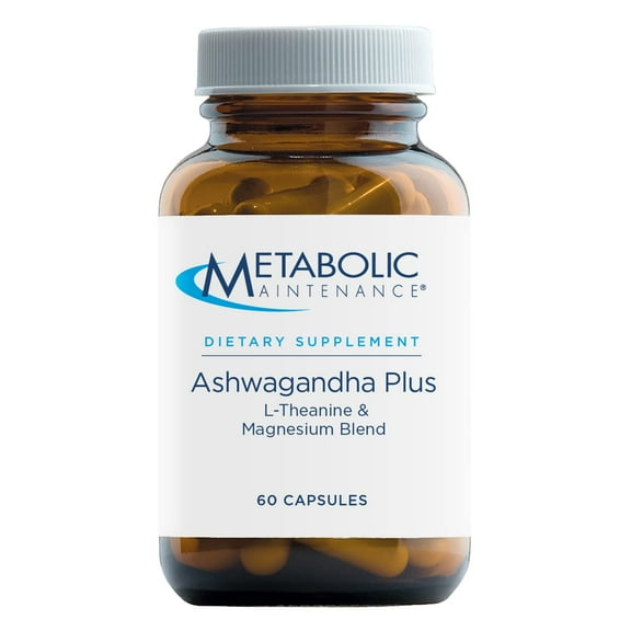 Metabolic Maintenance Ashwagandha Plus - 120mg Shoden Ashwagandha Extract 35% Concentrate to Promote Calm and Focus with Magnesium Bisglycinate + L-Theanine (60 Capsules)