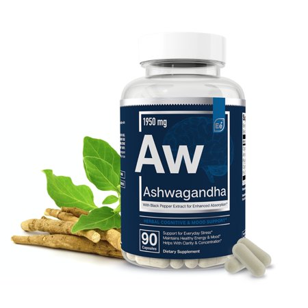 Ashwagandha Root 1950mg with Black Pepper Extract for Absorption | Essential Elements - 90 Vegan Capsules