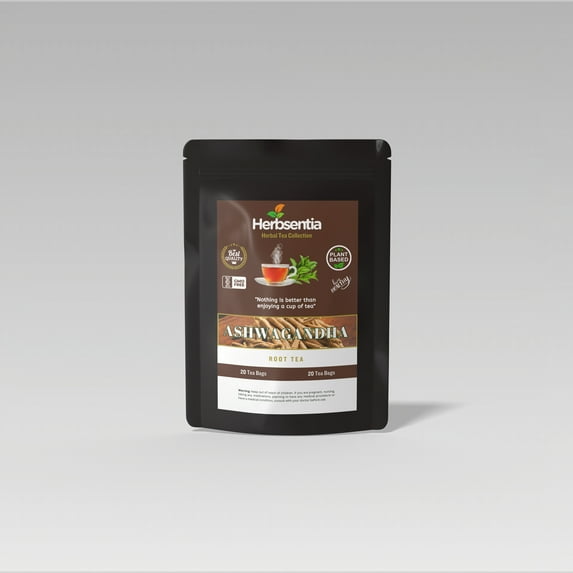Ashwagandha Root Herbal Tea – 20 Tea Bags | Naturally Caffeine-Free | Herbsentia
