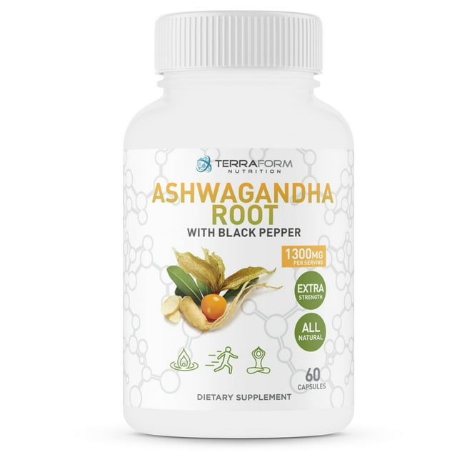 Ashwagandha Supplement, Capsules with Black Pepper Stress & Anxiety