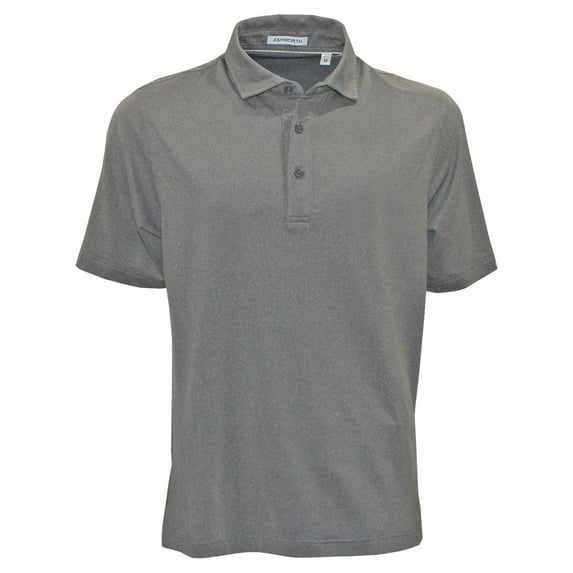 Ashworth Golf Men's Torrey Stretch Solid Polo Shirt, Small Charcoal Heather -
