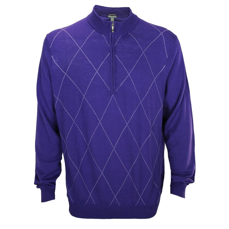 Ashworth Men s Diamond Merino Wool Half Zip Pullover Golf Sweater Several Colors