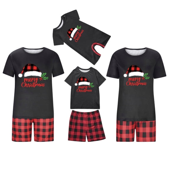 Ashyfjp Family Festive Pajama Set Christmas Themed Print Top with Coordinating Shorts Pleasant Versatile Holiday Outfit, Size (2Y-9Y)
