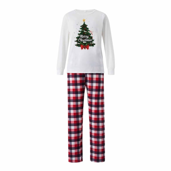 Ashyfjp Family Festive Pajama Set Christmas Themed Print Top with Matching Long Pants Pleasant Versatile Holiday Outfit, Size (S-3XL)