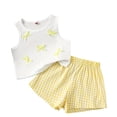 thumbnail image 1 of Ashyfjp Girls Summer Matching Set Sleeveless Bow Detail Top & Checkered Shorts Casual Outfit for Daily Wear, 1 of 7