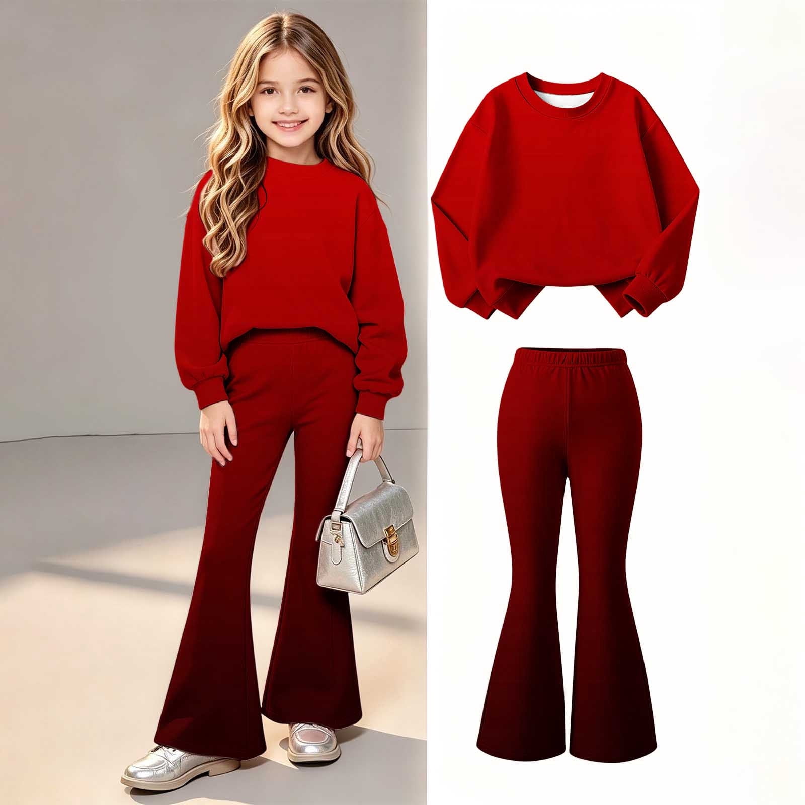 Ashyfjp Girls Tracksuit Set Gradient Color Effect Long Sleeve Crew Neck ...