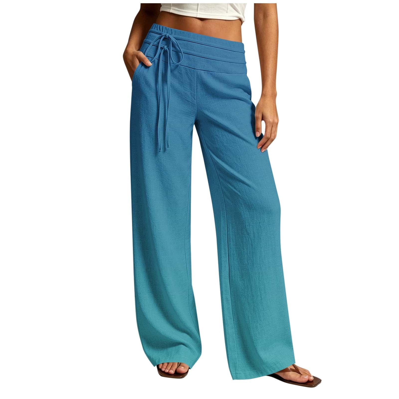 Ashyfjp Loungewear Pants for Women Gradient Color Wide Leg Double Line ...