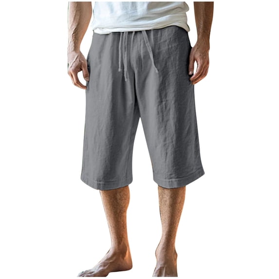 Ashyfjp Mens Shorts Casual Solid Color Elastic Drawstring Waist Breathable Comfortable Summer Shorts Ideal for Vacation, Size S-3XL