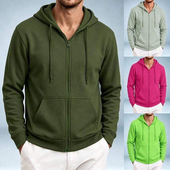 Ashyfjp Mens Zip Up Hoodies Full Zip Hooded Sweatshirt Long Sleeve Front Pockets Casual Hoodie, Size (S-3XL)