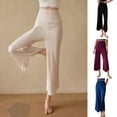 thumbnail image 1 of Ashyfjp Minimalist Style Yoga Pants for Women Solid Tone Flowy Knit High Waist Cropped Flared Versatile Daily Wear Bottoms, Size (S-XL), 1 of 5