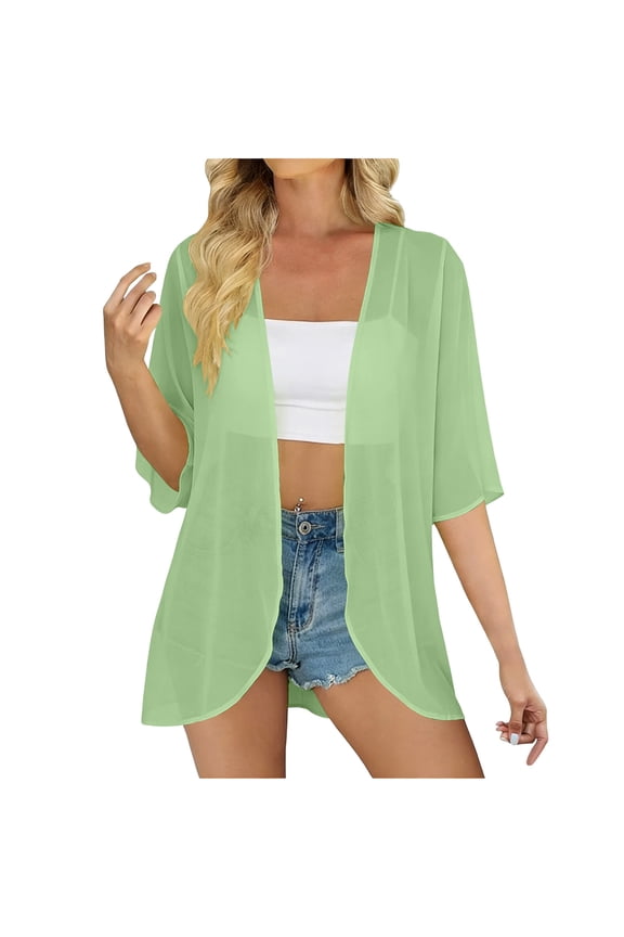Summer Cardigans for Women Lightweight Trendy Flowy Sheer Chiffon Duster Open Front Cover Up Tops, Size S-XXL