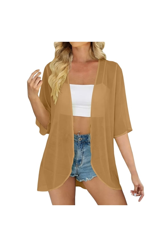 Summer Cardigans for Women Lightweight Trendy Flowy Sheer Chiffon Duster Open Front Cover Up Tops, Size S-XXL
