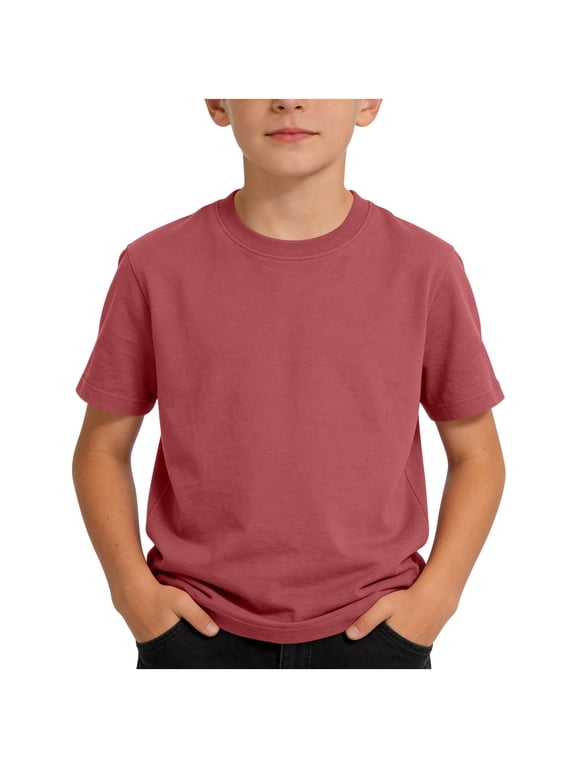 Summer Tops for Boys Casual Solid Color Short Sleeve Crew Neck T-Shirt Trendy Versatile Base Tops Ideal for Daily Wear