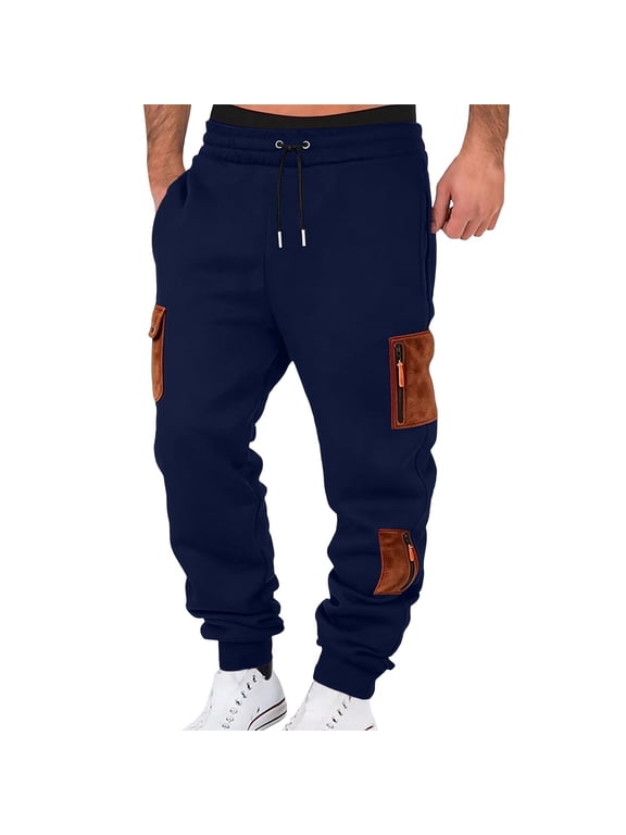 Sweatpants for Men Relaxed Jogger Pants Drawstring Closure Faux Suede Patch Zipper Pockets Suitable for Workout & Daily Wear, Size (S-3XL)